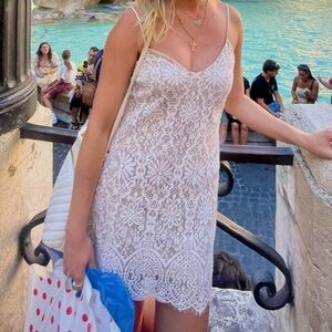 bp White Lace Slip Dress